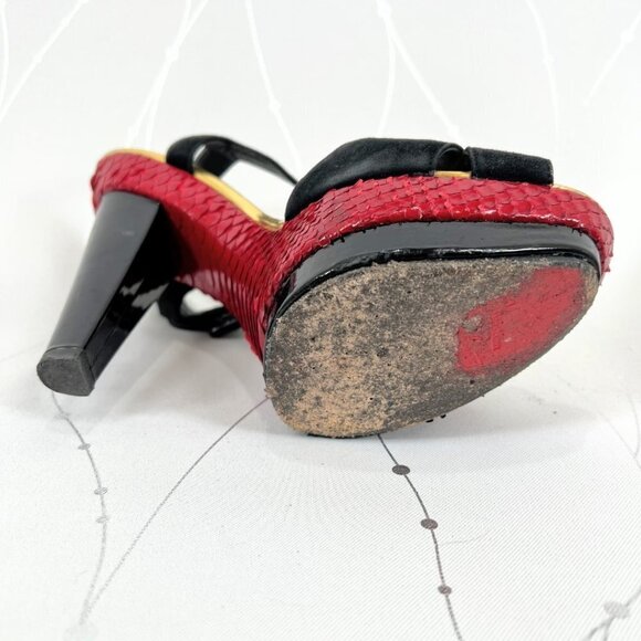 Christian Louboutin Black Red Suede Python Leather Falaise Platform Heels $945 - Picture 13 of 14